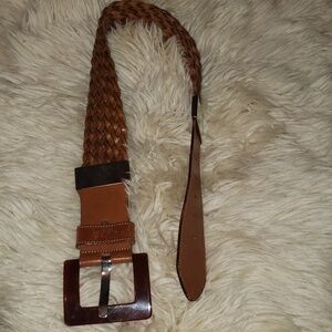 Loredana Saccato Belt wide 1 camel cognac leather weaved waist made in Italy